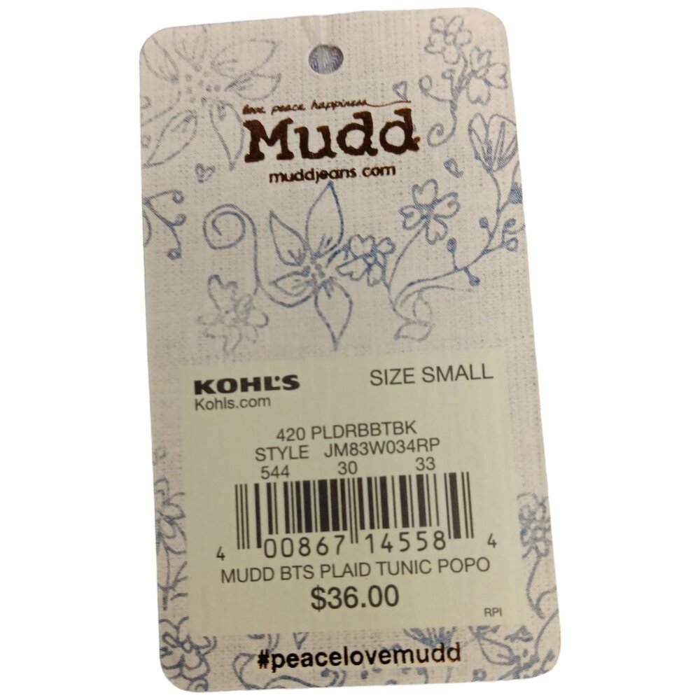 MUDD-Women's-Plaid-Gray-Black-Pink-SMALL-pullover-V Neck-Long Sleeve-Pockets - Picture 13 of 16
